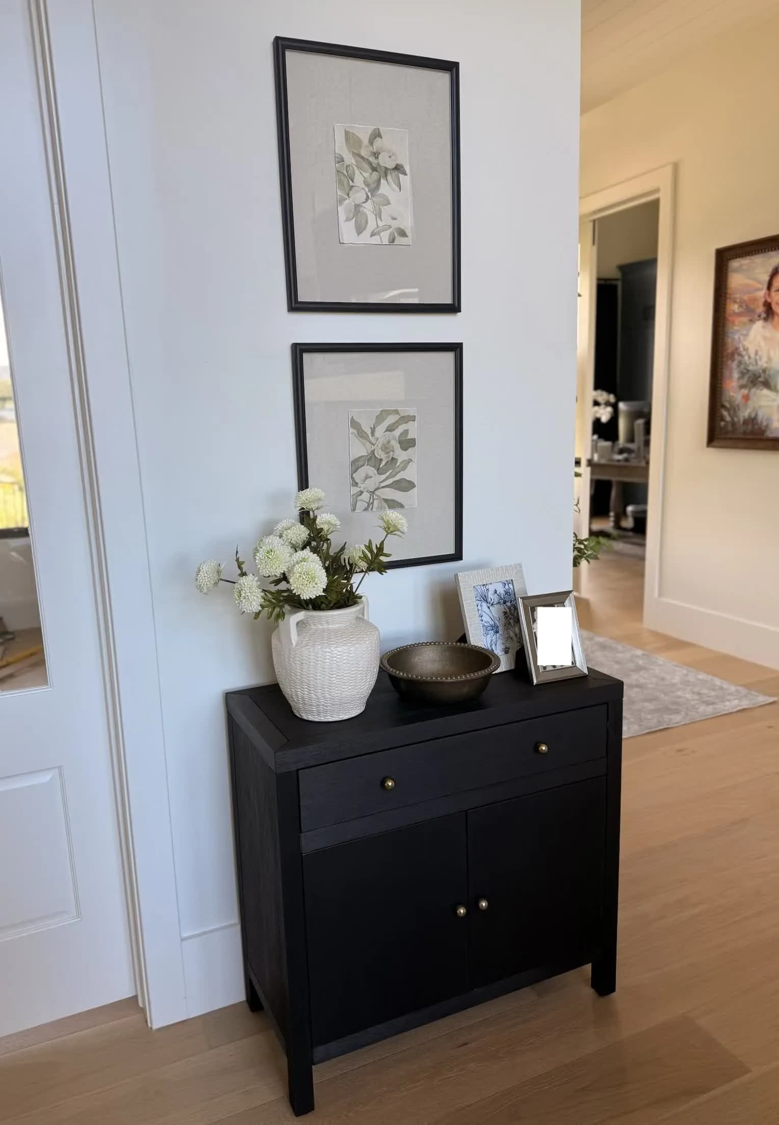 Entry console styled with botanical art by BK Toolbox